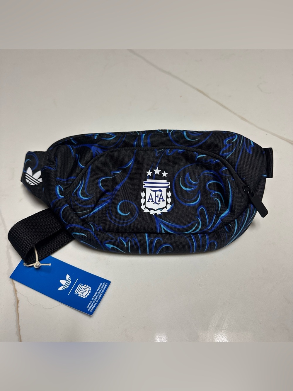 Adidas Argentina 26 Waist Bag Fanny Pack Black Lucid Blue National Team KE1381